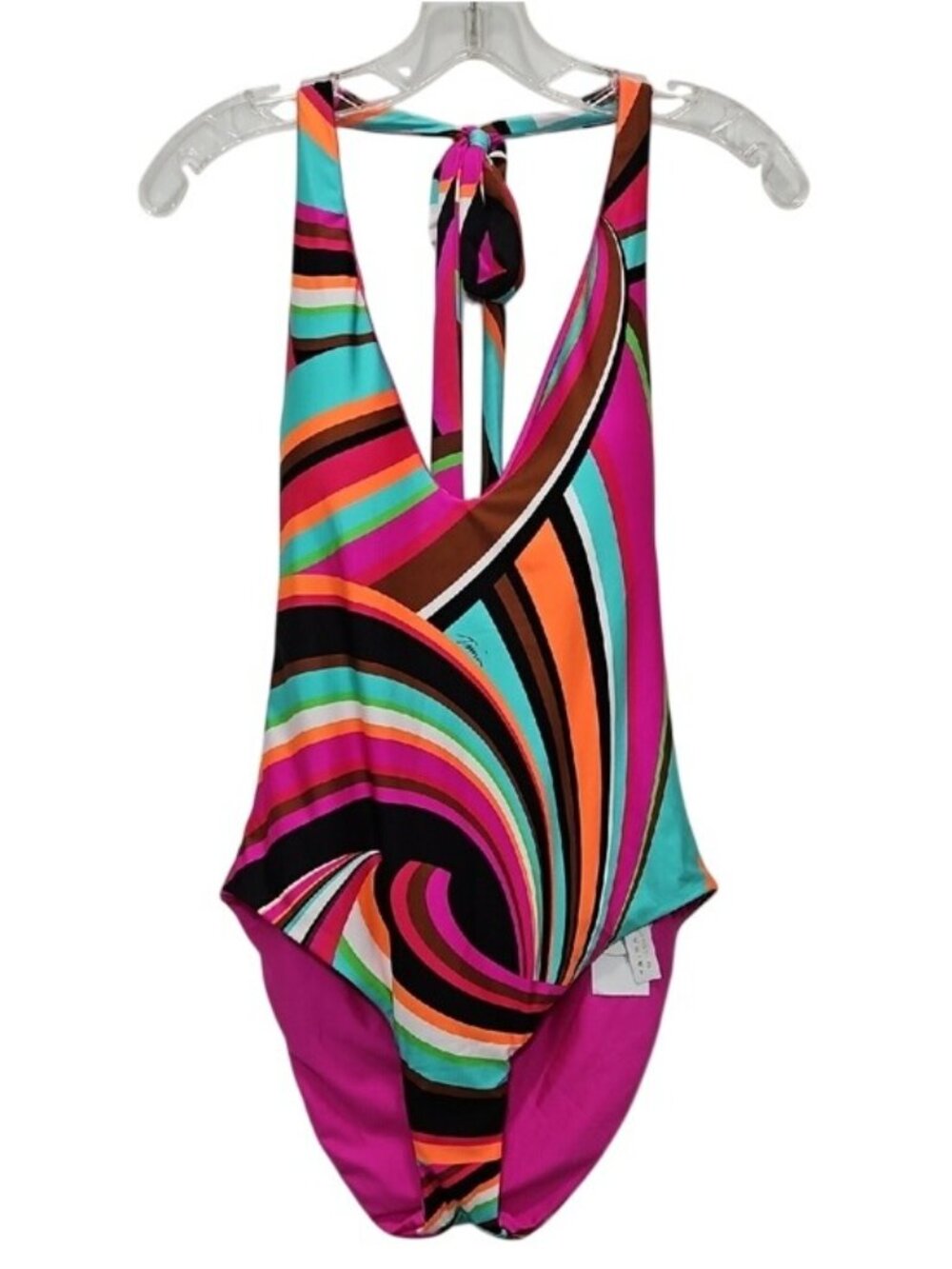 Trina Turk Reversible One Piece Swimsuit Multi-Color Swirl Pattern New Size 10 - Picture 2 of 14